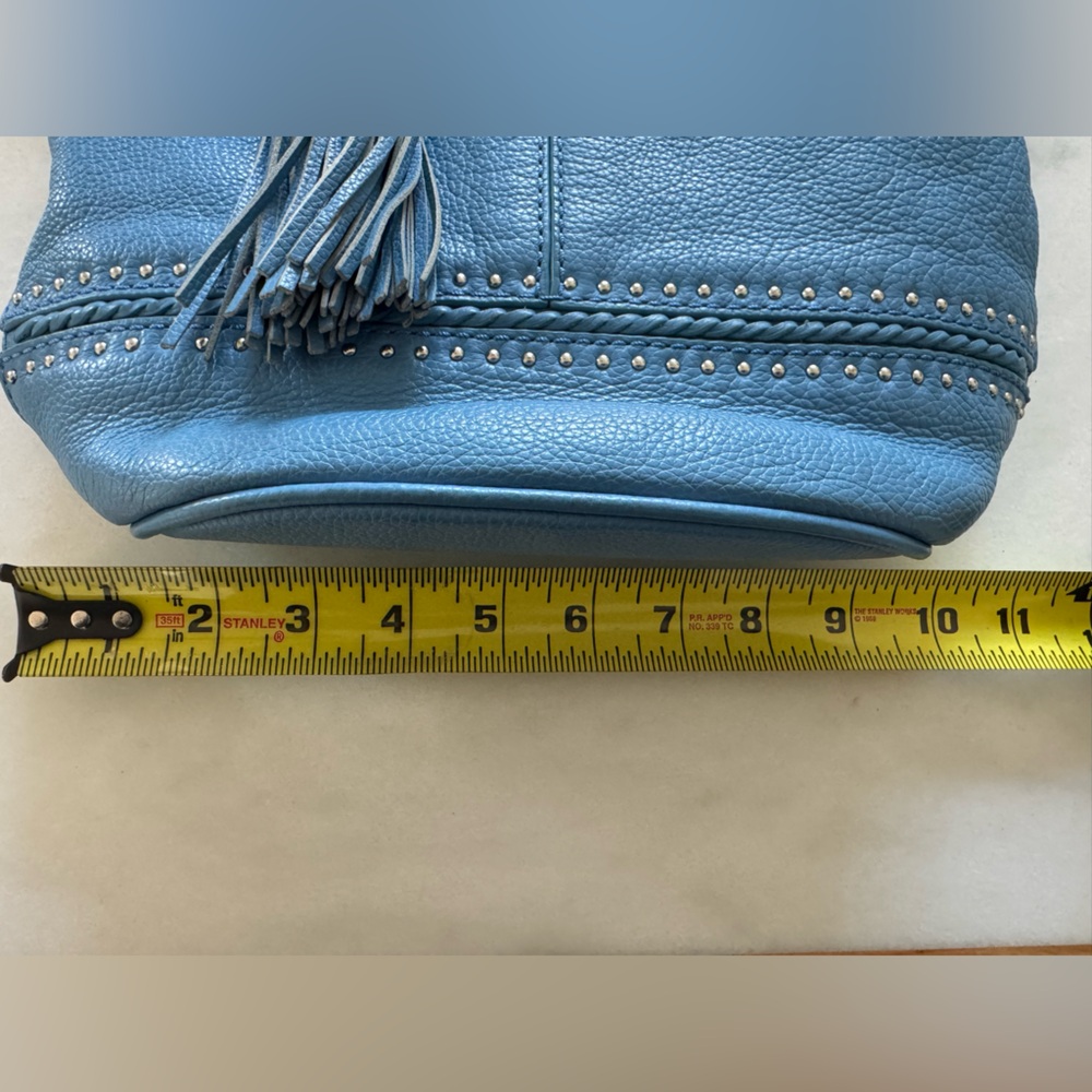 Brighton Blue Hobo Bag with Tassel and Studs - Picture 11 of 12